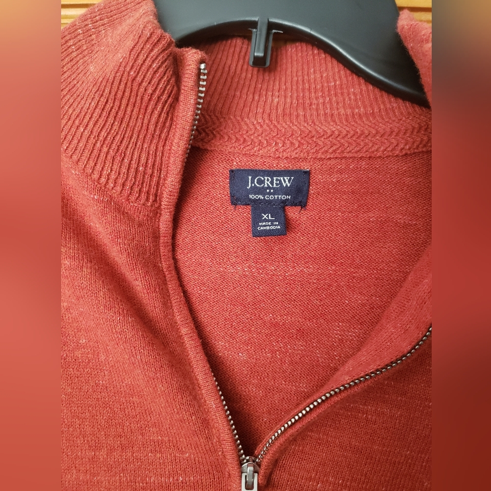 J. Crew Raglan Half-Zip Lightweight Sweater Pullover SZ XL Pumpkin Patch!